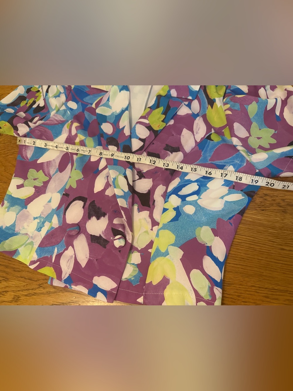 NWT Purple Floral Two-Piece Pantsuit with Blue & Green Accents size M - Picture 10 of 16